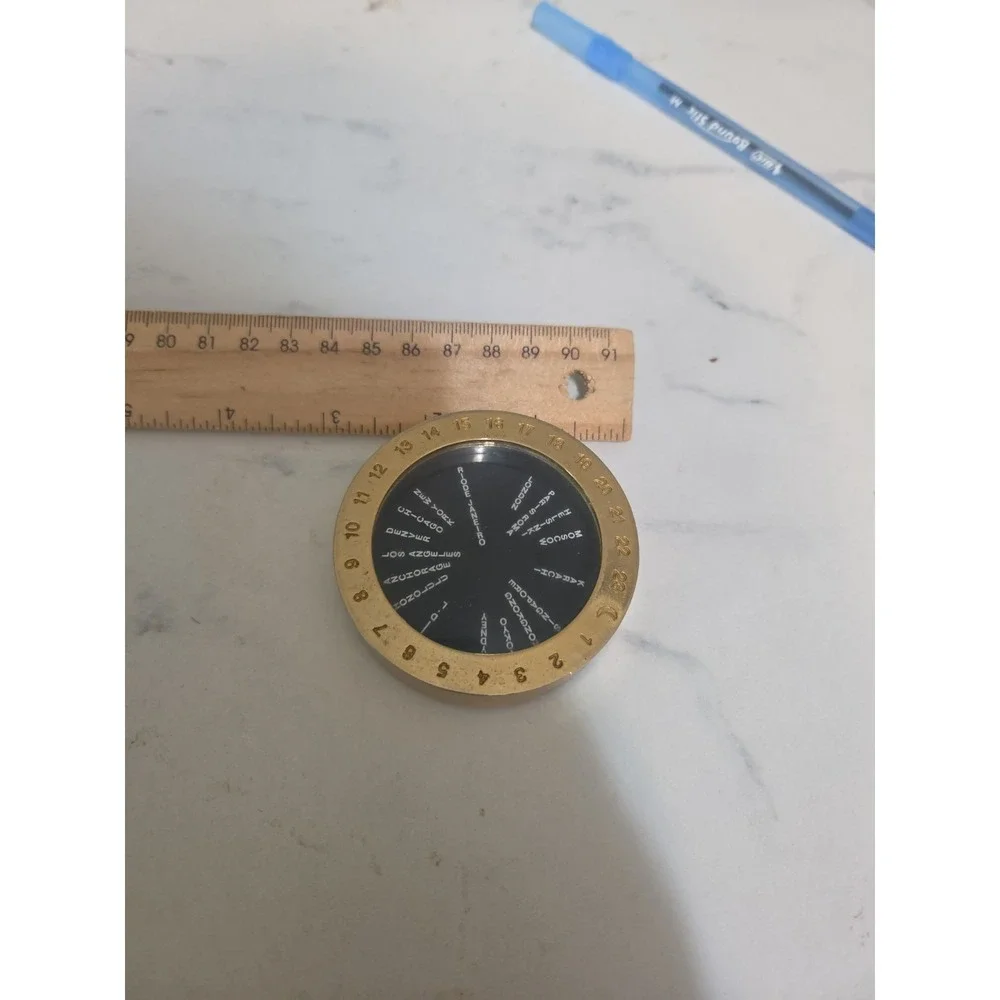 Vintage‎ Brass World Time Calculator With Removable Magnifying Glass